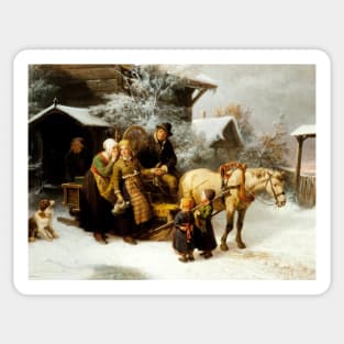 Leaving Home (Dalecarlian Scene) by Bengt Nordenberg Sticker